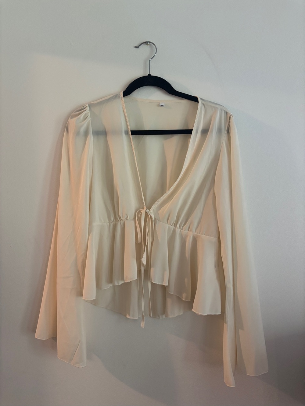 Women's Butter Yellow Tie-Front Peplum Blouse